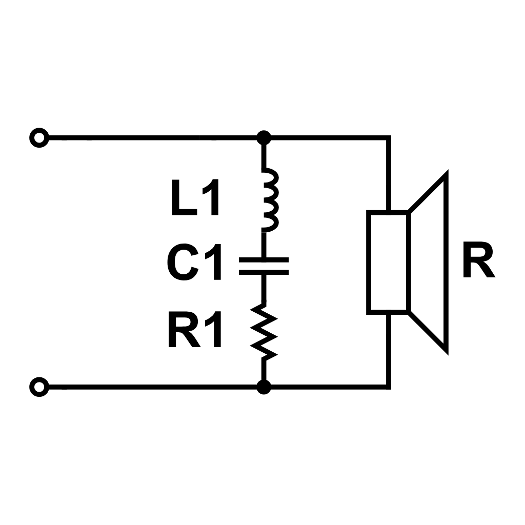 Series notch filter circuit schematic for narrow-band resonance peak suppression