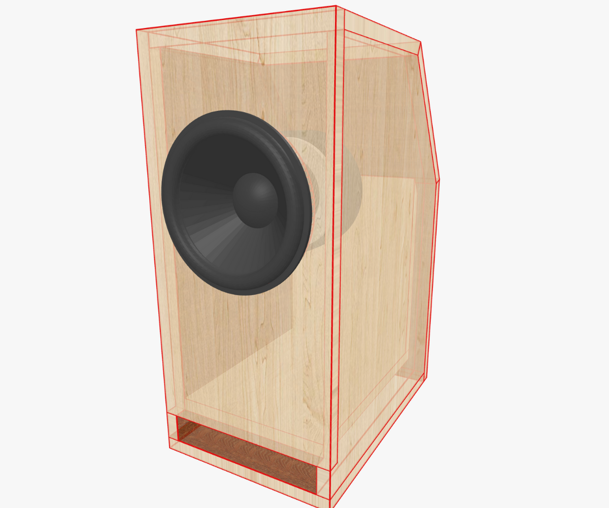 Example of a wedge foundation box, often used to fit speakers into tight spaces while maintaining proper acoustic volume.