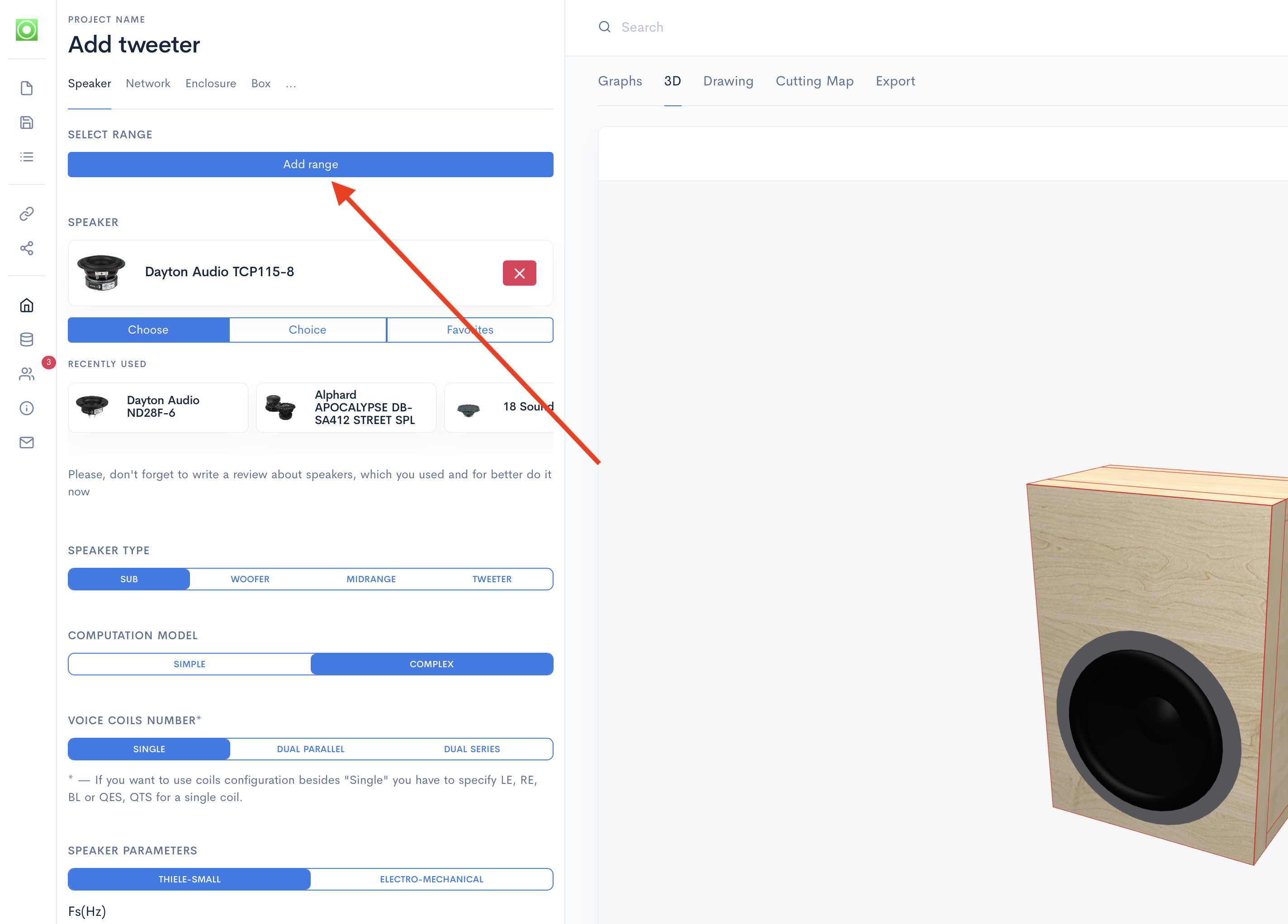 Steps to add the tweeter range to your project