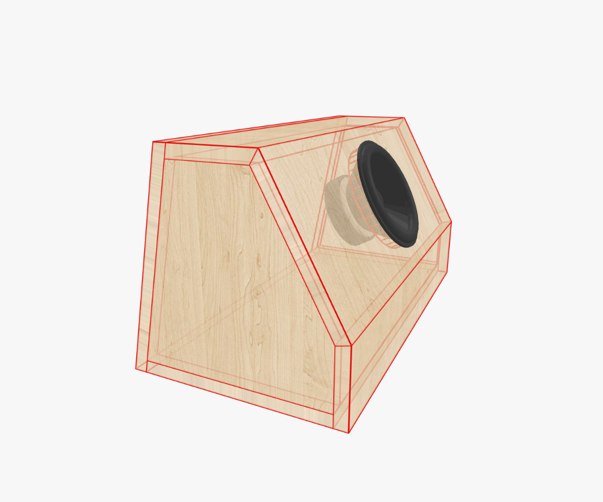 Example of an inclined wedge foundation box, designed with a slanted angle that helps optimize speaker placement and acoustic projection.