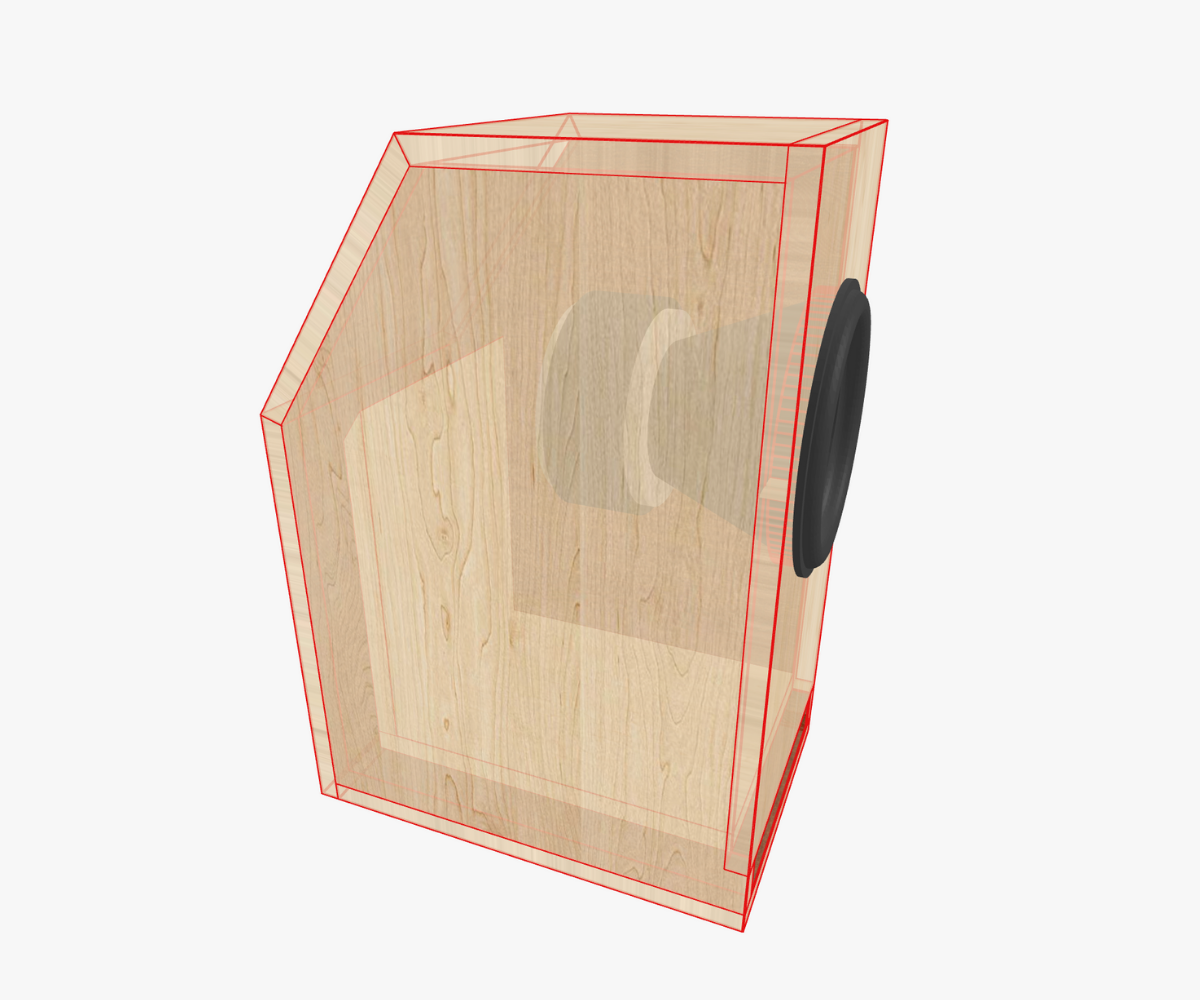 Example of a wedge foundation box, often used to fit speakers into tight spaces while maintaining proper acoustic volume.