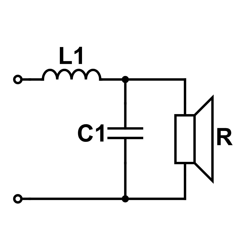 2nd-order low-pass (LF) crossover filter circuit schematic