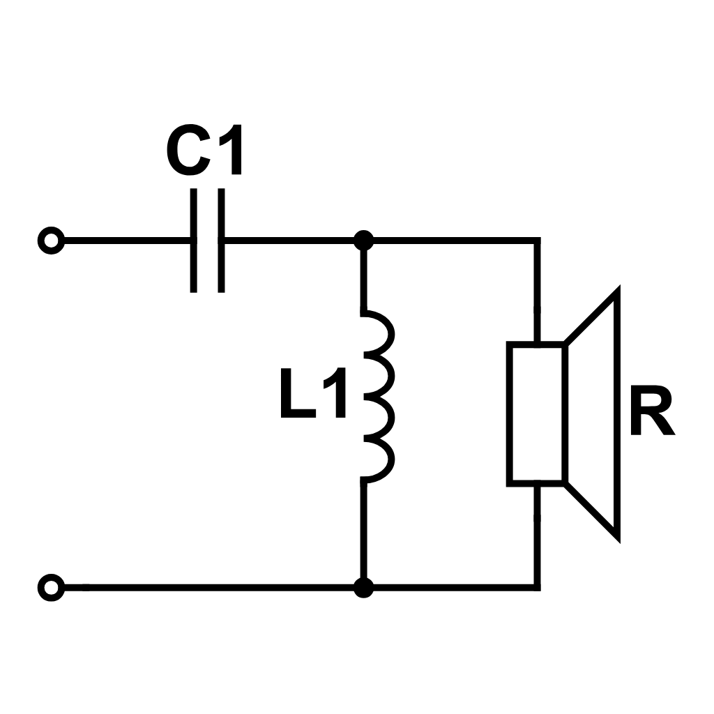 2nd-order high-pass (HF) crossover filter circuit schematic