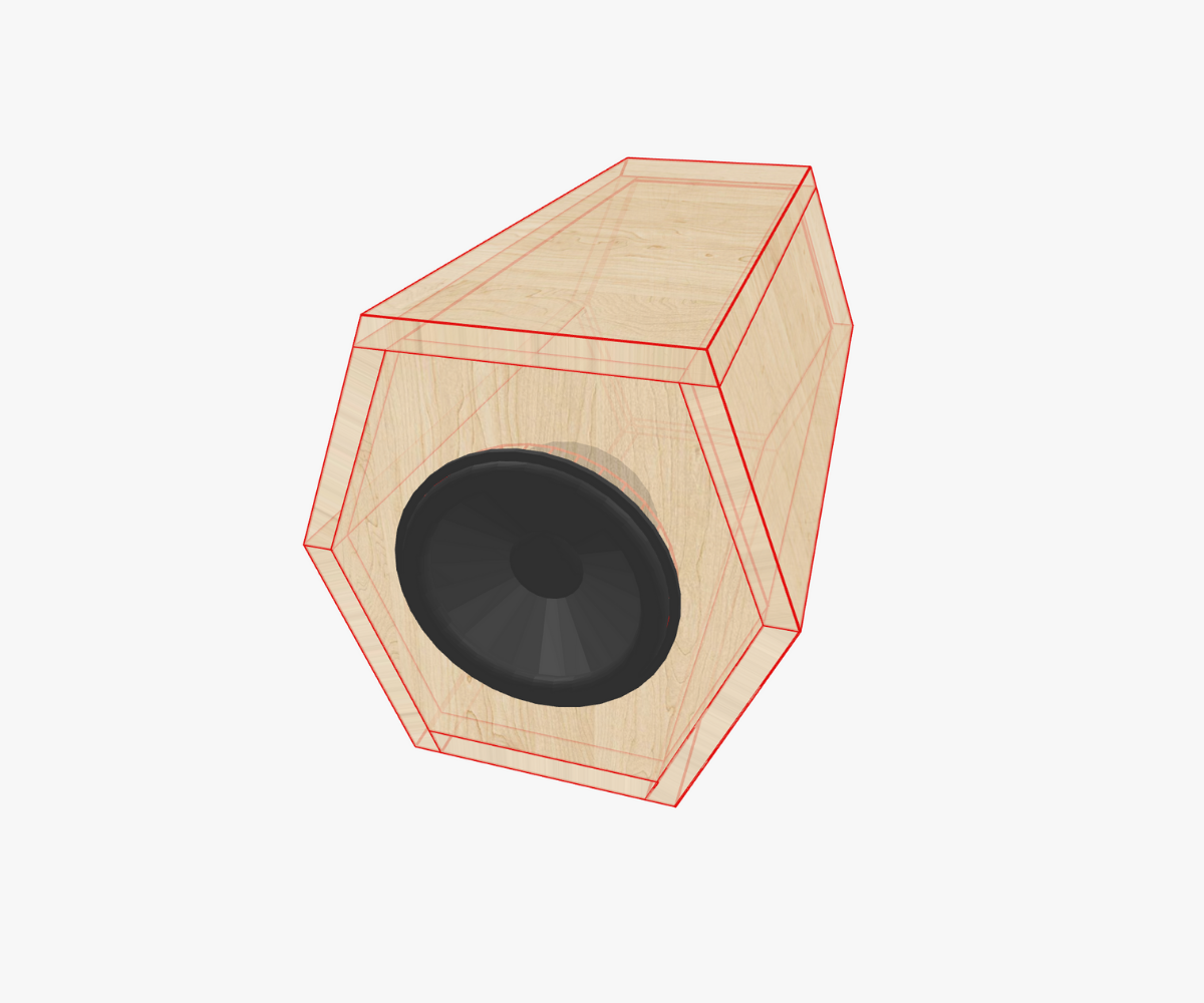 Example of a hexagon foundation box, offering a non-standard shape for creative speaker enclosure designs.