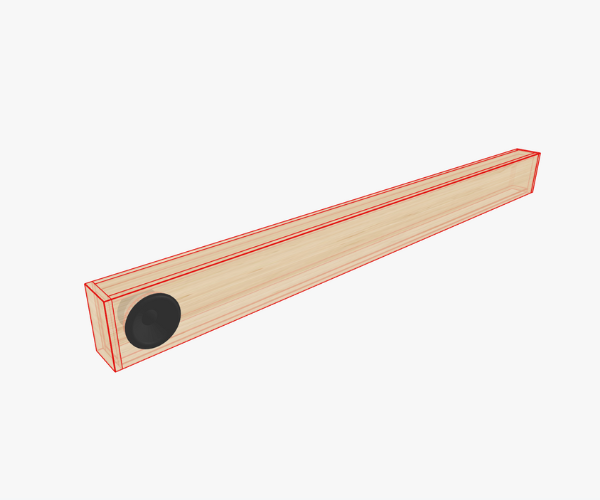 Ilustración renderizada de una caja de línea de transmisión simple con una longitud de línea de 1,4 metros.