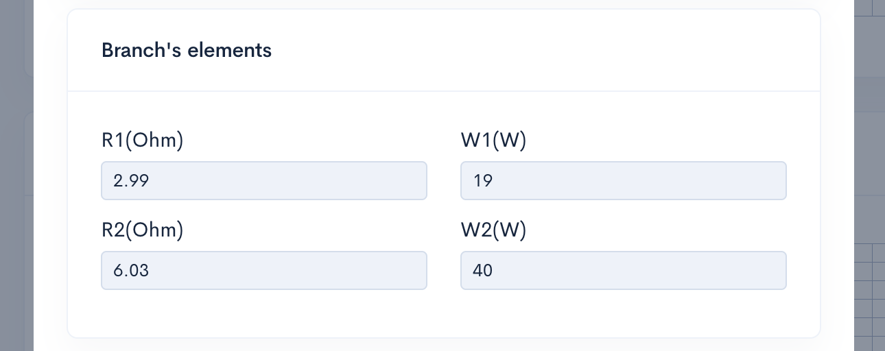 L-Pad output values for R1-R2 resistance and W1-W2 power ratings