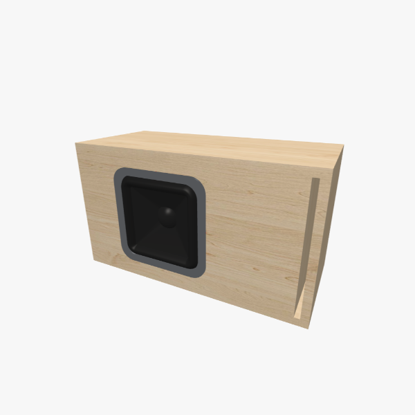 Single 8-inch Vented / Bass-Reflex Subwoofer Box, 25 L, 35 Hz, one L-shaped slot port, solid exterior, 522 × 292 × 239 mm (20.52 × 11.53 × 9.42 in).