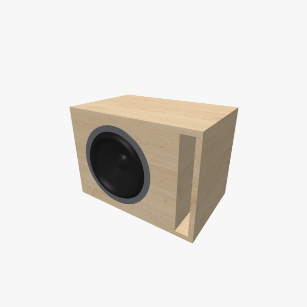 Single 15-inch Vented / Bass-Reflex Subwoofer Box, 85 L chamber, 32 Hz tuning, L-shaped slot port, solid exterior, 700 × 500 × 450 mm (28.01 × 19.72 × 17.75 in).