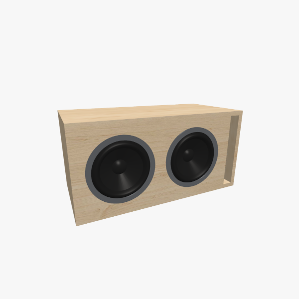 Caja de subwoofer bass-reflex / ventilada para 2 altavoces de 8 pulgadas con cámara de 30 L y sintonía de 38 Hz, un puerto ranurado en L, exterior sólido, 608 × 299 × 299 mm (23.89 × 11.8 × 11.8 in).