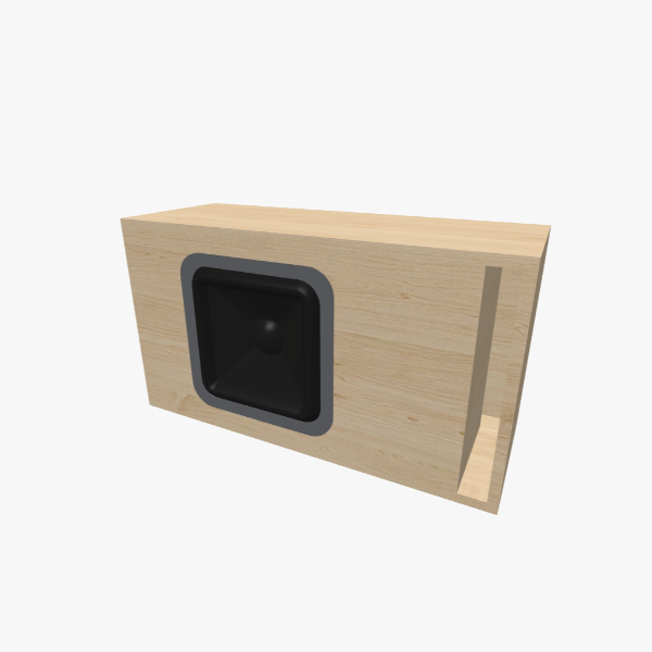 Single 12-inch Rectangular Subwoofer Vented / Bass-Reflex Enclosure, 40 L chamber at 35 Hz with one L-shaped slot port, solid exterior, 757 × 419 × 286 mm (30.45 × 16.54 × 11.28 in).