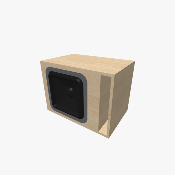 Single 15-inch rectangular Vented / Bass-Reflex subwoofer box, 65 L volume, 35 Hz tuning with one L-shaped slot port, solid exterior, 633 × 466 × 419 mm (25.28 × 18.39 × 16.55 in).