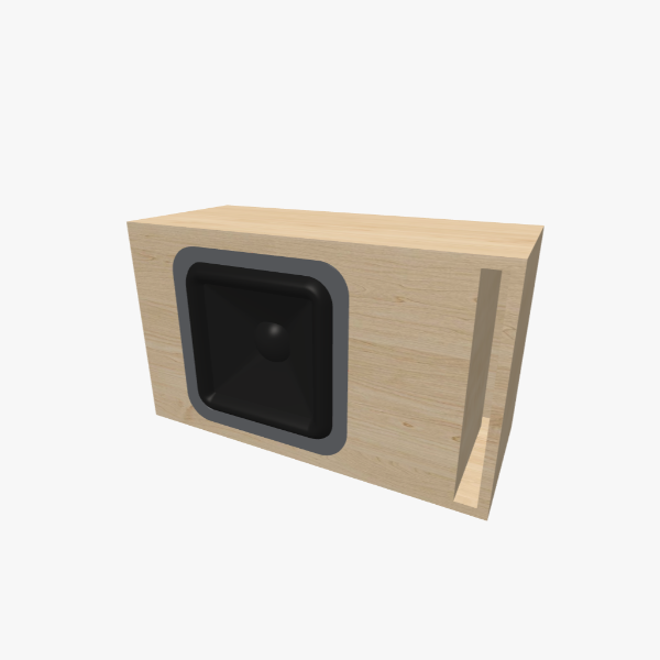 Single 12-inch rectangular vented (bass-reflex) subwoofer box with 40 L chamber tuned to 35 Hz and one L-shaped slot port, solid exterior, 638 × 378 × 272 mm (25.08 × 14.92 × 10.71 in).