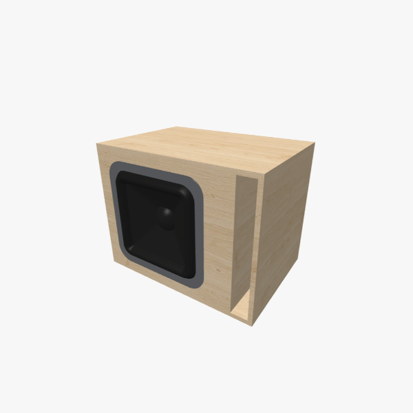 Single 15-inch rectangular vented / bass-reflex subwoofer box, 85 L / 32 Hz with one L-shaped slot port, solid exterior, 635 × 495 × 445 mm (25 × 19.51 × 17.56 in).
