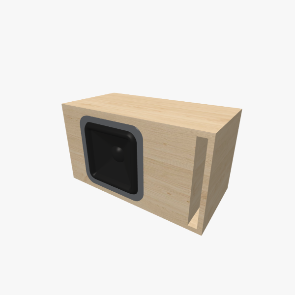 Короб для прямоугольного сабвуфера 10 дюймов Фазоинверторный / Bass-Reflex, 30 L, 35 Hz, один L-образный щелевой порт, сплошной корпус, 563 × 314 × 283 mm (22.15 × 12.38 × 11.14 in).