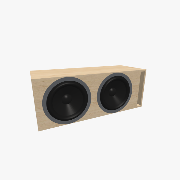 Dual 15-inch Vented / Bass-Reflex Subwoofer Box, 130 L / 32 Hz, with one L-shaped slot port, solid exterior, 1075 × 411 × 411 mm (43 × 16.22 × 16.22 in).