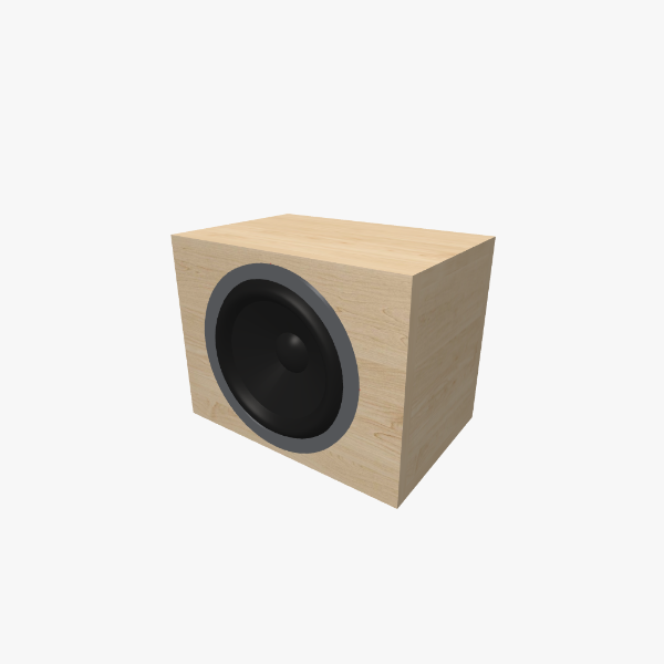 Sealed enclosure subwoofer box for a single 8-inch round subwoofer with 10 L internal volume.