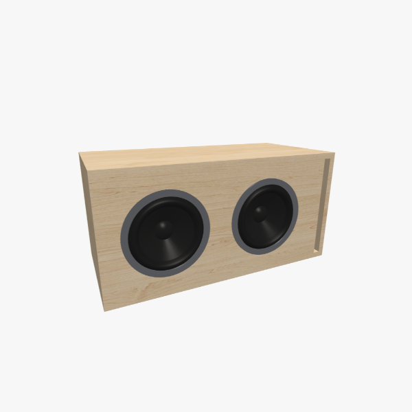 2-Driver 8-inch Vented / Bass-Reflex Subwoofer Box, 50 L, 32 Hz with one L-shaped slot port, solid exterior, 660 × 322 × 322 mm (25.93 × 12.7 × 12.7 in).