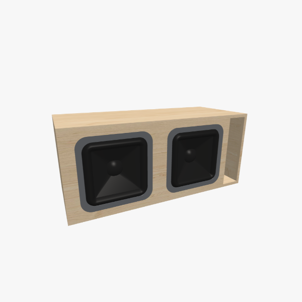 Caja de subwoofer de 12 pulgadas bass-reflex / ventilada para 2 altavoces con cámara de 80 L sintonizada a 35 Hz, exterior sólido, 927 × 398 × 398 mm (36.46 × 15.69 × 15.69 in).