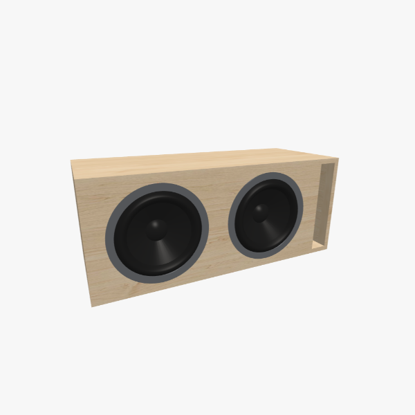 Caixa para 2 Subwoofers Redondos de 12 polegadas Bass-Reflex / ventilada, 80 L, 32 Hz, porta slot em L, exterior sólido, 927 × 380 × 380 mm (37.17 × 15.01 × 15.01 in).