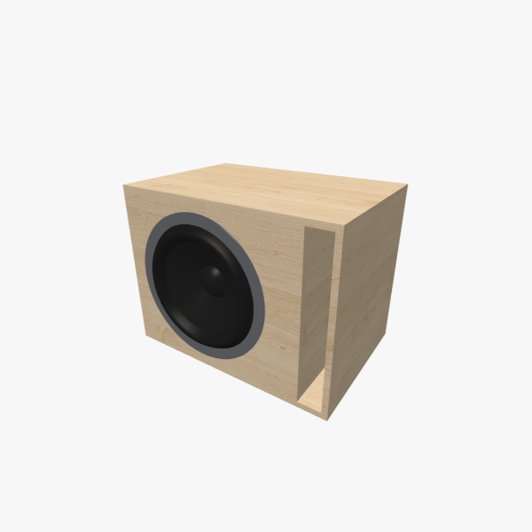 Фазоинверторный / Bass-Reflex короб для сабвуфера 15 дюймов, 65 L / 33 Hz с одним L-образным щелевым портом, сплошной корпус, 623 × 473 × 426 mm (24.52 × 18.65 × 16.79 in).