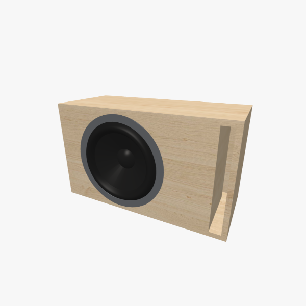 Caja para subwoofer de 12 pulgadas bass-reflex ventilada, 30 L, 38 Hz con un puerto ranurado en L, exterior sólido, 601 × 351 × 262 mm (23.62 × 13.84 × 10.32 in).