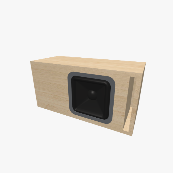 Single 8-inch rectangular Vented / Bass-Reflex Subwoofer Box, 15 L / 38 Hz with one L-shaped slot port - solid exterior, 528 × 264 × 227 mm (20.73 × 10.4 × 8.94 in).
