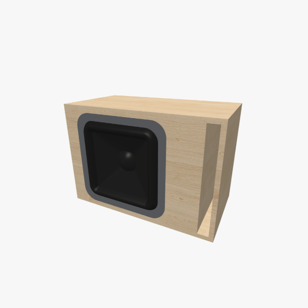Single 15-inch vented (bass-reflex) subwoofer box, 65 L chamber, 35 Hz tuning, one L-shaped slot port - solid exterior, 659 × 455 × 355 mm (26.44 × 17.94 × 14.01 in).