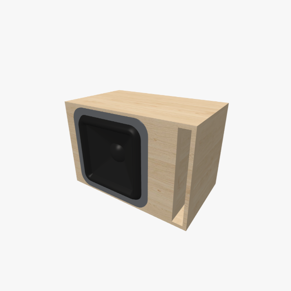 Single 15-inch Rectangular Vented / Bass-Reflex Subwoofer Box (65 L / 35 Hz) with one L-shaped slot port, solid exterior, 630 × 425 × 383 mm (24.78 × 16.77 × 15.09 in).
