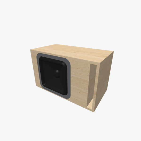 Single 12-inch Vented / Bass-Reflex Subwoofer Enclosure, 35 L chamber tuned to 35 Hz with one L-shaped slot port, solid exterior, 575 × 345 × 310 mm (22.61 × 13.6 × 12.24 in).