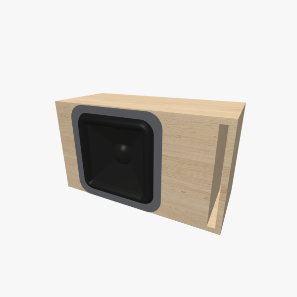 Single 12-inch Rectangular Vented / Bass-Reflex Subwoofer Box, 30 L / 35 Hz with one L-shaped slot port, solid exterior, 570 × 327 × 252 mm (22.4 × 12.88 × 9.95 in).