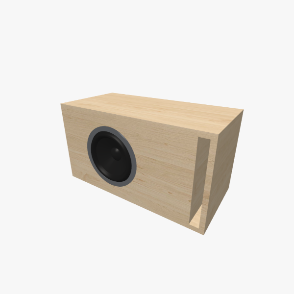 Caja de Subwoofer de 8 pulgadas Bass-Reflex / ventilada, 25 L, 35 Hz, un puerto ranurado en L, exterior sólido, 563 × 302 × 272 mm (22.12 × 11.9 × 10.71 in).