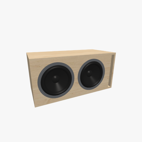 Dual 10-inch round Vented / Bass-Reflex subwoofer box, 60 L chamber at 38 Hz with an L-shaped slot port, solid exterior, 706 × 337 × 337 mm (27.81 × 13.3 × 13.3 in).